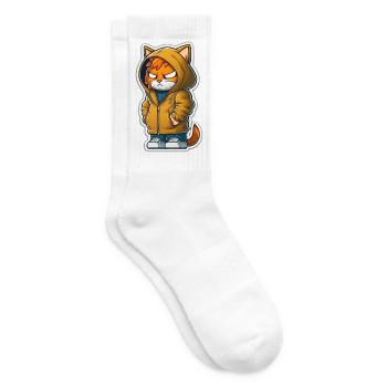 chat de bande dessinée - Chaussettes de tennis - blanc - Droite