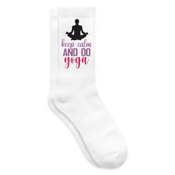 Ruhe bewahren und Yoga machen - Tennissocken - Weiß - Rechts