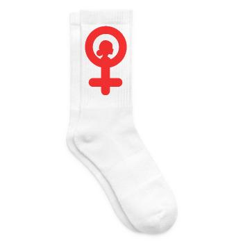 Weibliche Venus-Rote Silhouette - Tennissocken - Weiß - Rechts