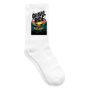 Gravel Ride Sunset Illustration - Tennis socks - white - Right