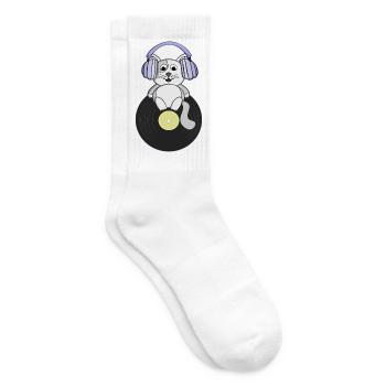 Nostalgisches Kätzchen, das Vinyl-Schallplatten liebt - Tennissocken - Weiß - Rechts