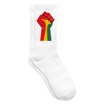 Die erhobene Faust (rot, gelb, grün) - Tennissocken - Weiß - Rechts