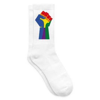 Le poing levé (couleurs de l’arc-en-ciel) - Chaussettes de tennis - blanc - Droite