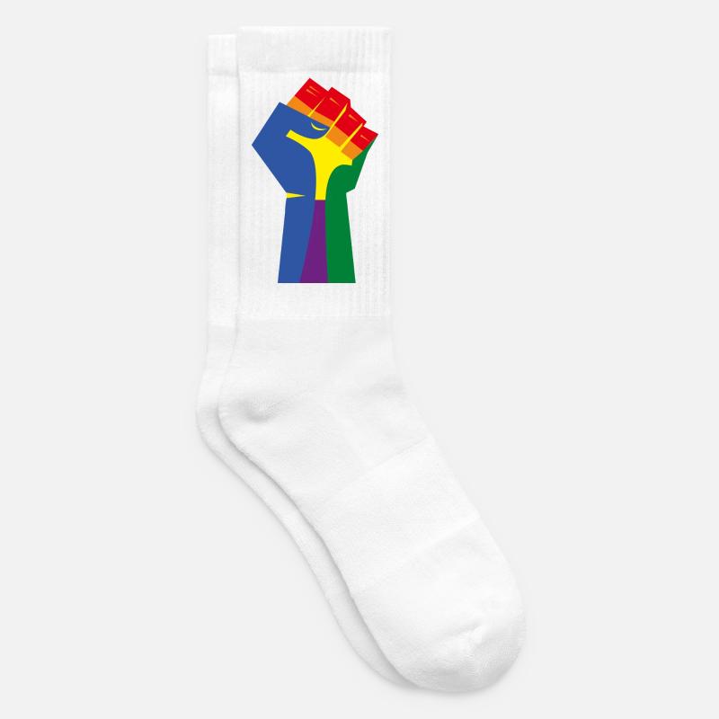 Le poing levé (couleurs de l’arc-en-ciel) - Chaussettes de tennis - blanc
