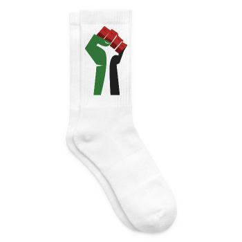 The Raised Fist (Green, White, Black, Red) - Tennis socks - white - Right