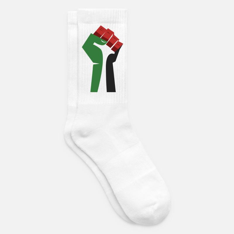 Le poing levé (vert, blanc, noir, rouge) - Chaussettes de tennis - blanc