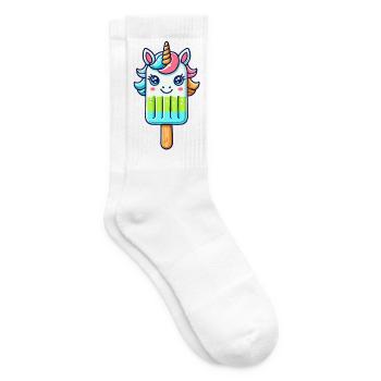 Une glace sur un bâtonnet en forme de licorne colorée - Chaussettes de tennis - blanc - Droite