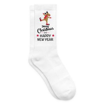 Noël drôle - Chaussettes de tennis - blanc - Droite