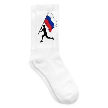 Flagge Russland Mann läuft - Tennissocken - Weiß - Rechts