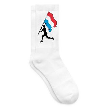 Flag Luxembourg man running - Tennis socks - white - Right