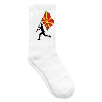 Flag North Macedonia man running - Tennis socks - white - Right