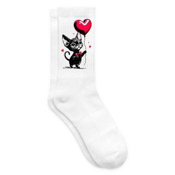 Katze Sphynx Herz Luftballon - Heartful Creatures - Tennissocken - Weiß - Rechts