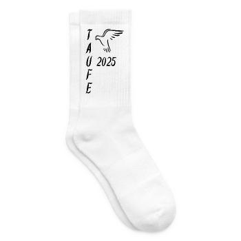 Taufe 2025 Taube landend Taufgeschenk Dekoideen - Tennissocken - Weiß - Rechts