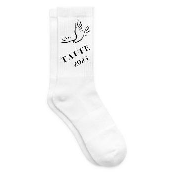 Taufe 2025 Taube hinabschwebend Taufgeschenk 2025 - Tennissocken - Weiß - Rechts