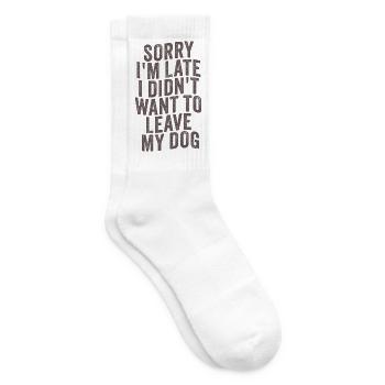 Sorry I'm Late – Dog Owner Saying - Tennis socks - white - Right