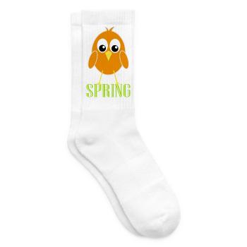 Oiseau printanier ludique avec de grands yeux - Chaussettes de tennis - blanc - Droite