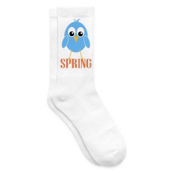 Cute spring bird with big eyes - Tennis socks - white - Right