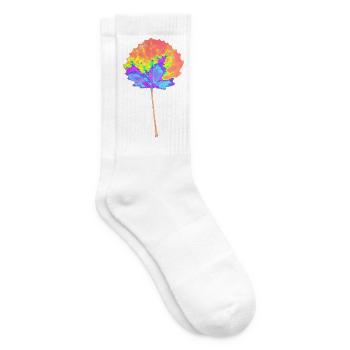 Arbre - Feuille ronde - Nature colorée - Chaussettes de tennis - blanc - Droite