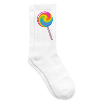 Bunter Spiral-Lolli in Regenbogenfarben - Tennissocken - Weiß - Rechts