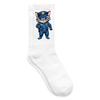 Police Cat - Tennis socks - white - Right