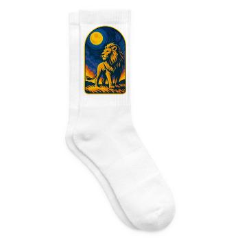 Majestic Lion Under Mystic Moon - Tennis socks - white - Right