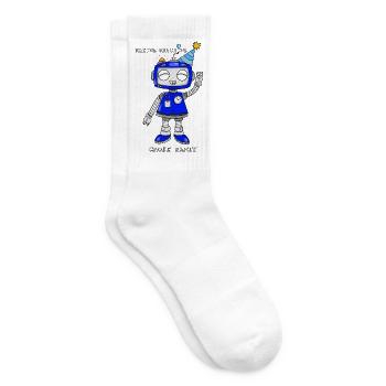 Verspielter Roboter mit Partyhut - Tennissocken - Weiß - Rechts