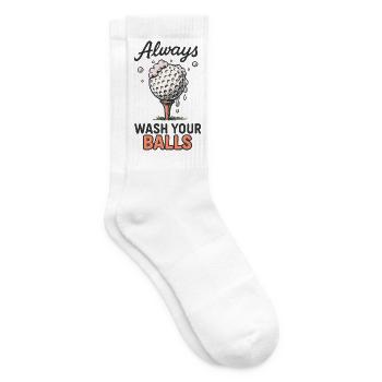 Always Wash Your Balls – Lustiges Golf T-Shirt - Tennissocken - Weiß - Rechts