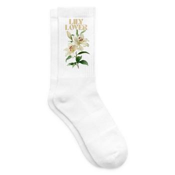 Lily Lover Floral Design - Tennis socks - white - Right
