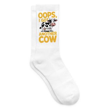 Oops I Got Another Cow | Funny Farming Pun - Tennissocken - Weiß - Rechts