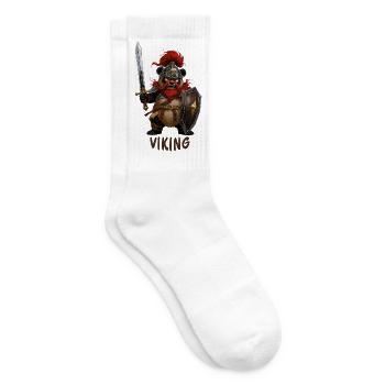 Panda en tenue viking – Dessin animé viking - Chaussettes de tennis - blanc - Droite