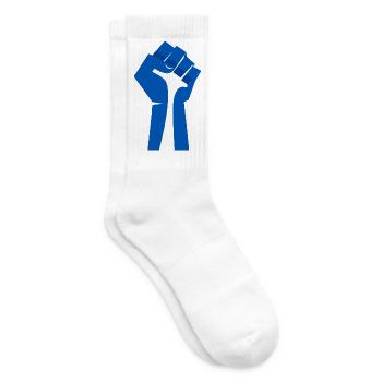 The Raised Fist (Blue, White) - Tennis socks - white - Right