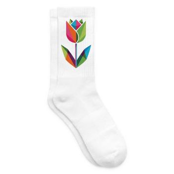 Tulipe géométrique aux couleurs du prisme - Chaussettes de tennis - blanc - Droite