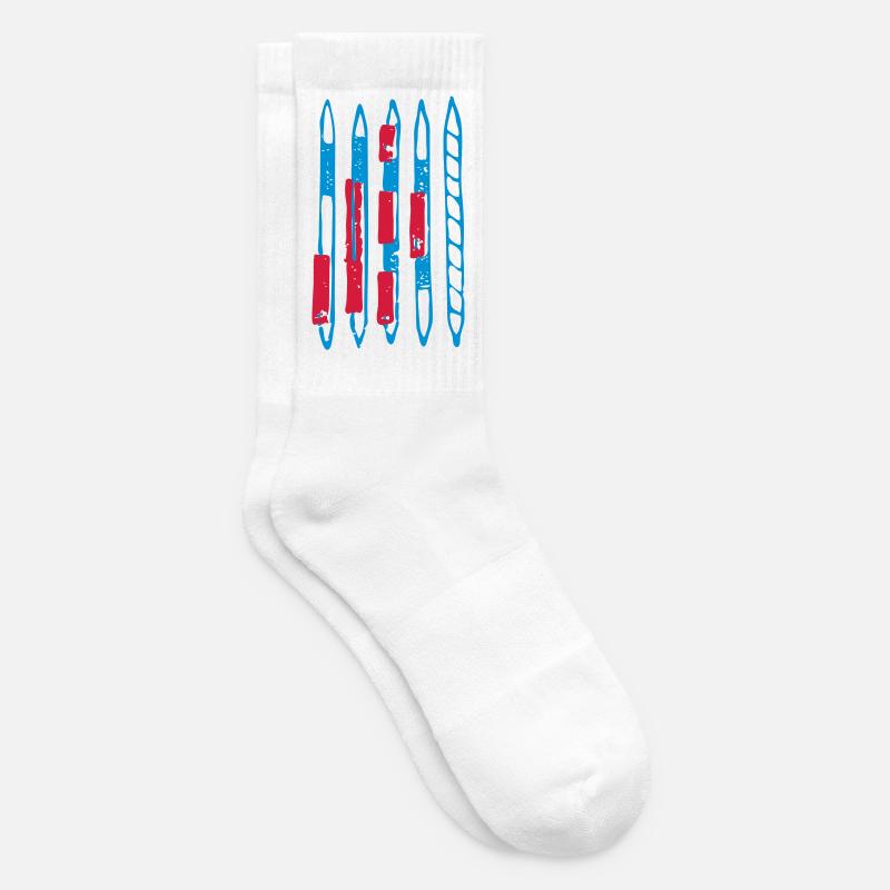 Blaurote Stäbe, Mikado - Tennissocken - Weiß