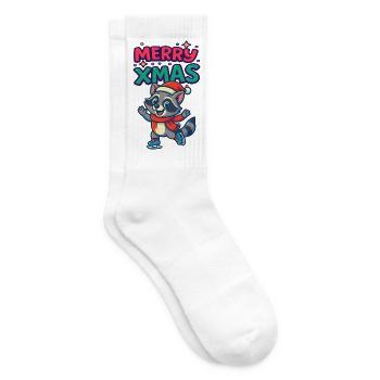 Raton laveur de Noël sur patins - Chaussettes de tennis - blanc - Droite