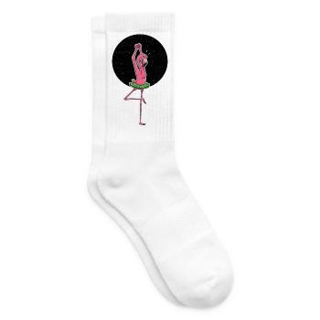 Ballerina flamingo with tutu - Tennis socks - white - Right