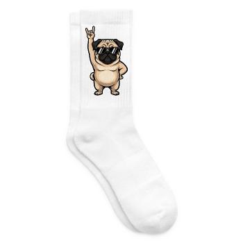 Cool Pug Musician Rock Band Sunglasses Celebration - Tennis socks - white - Right