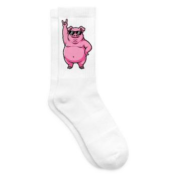 Cool Pig Musician Guitarist Rock Festival - Tennis socks - white - Right