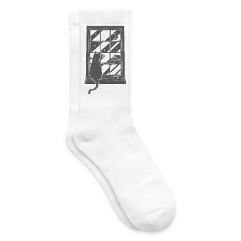 Katze Kaffee Grafik Kunst - Tennissocken - Weiß - Rechts