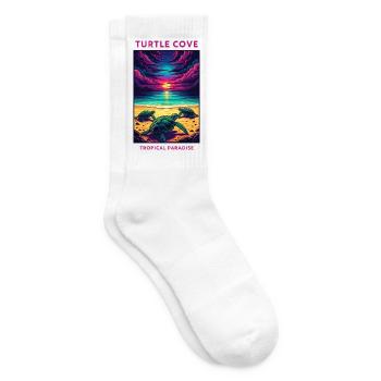 Bahamian Paradies Sonnenuntergang Schildkrötenbuch - Tennissocken - Weiß - Rechts