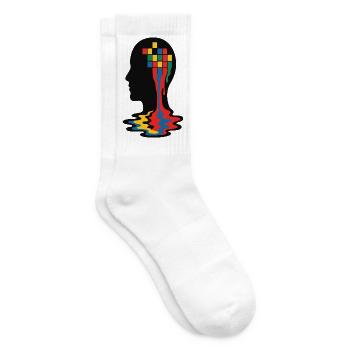Vivid Mind Mosaic Silhouette - Tennis socks - white - Right
