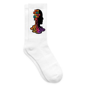 Regenbogen Pixel Schmelz Porträt - Tennissocken - Weiß - Rechts