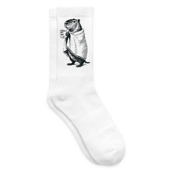 Don't Worry Be Cappy - Fall Winter Capybara - Tennis socks - white - Right
