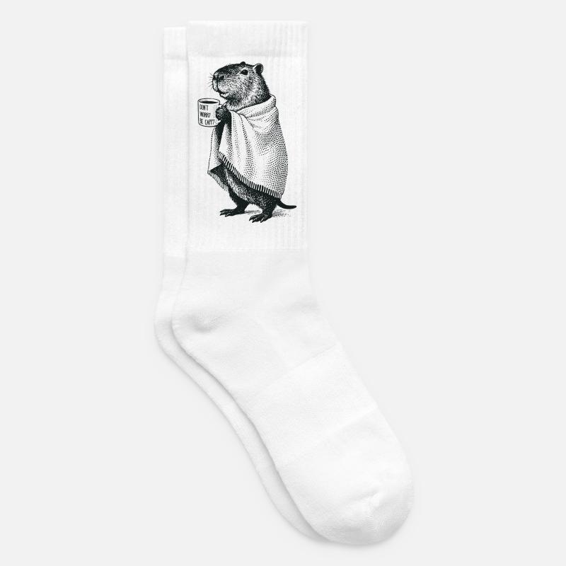 Don't Worry Be Cappy - Herbst Winter Capybara - Tennissocken - Weiß