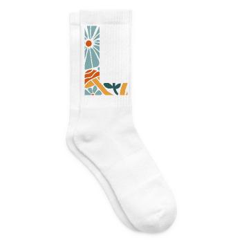 Letter l Groovy Flowers Geschenkidee - Tennissocken - Weiß - Rechts