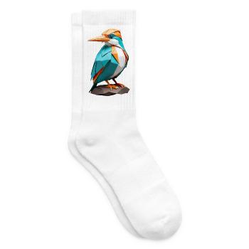 Perroquet géométrique oiseau en turquoise-orange - Chaussettes de tennis - blanc - Droite