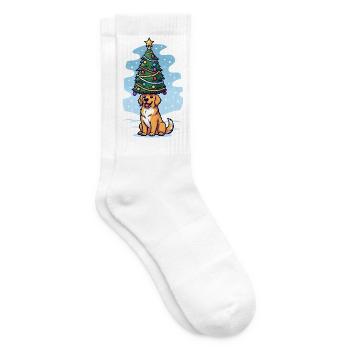Hund mit Weihnachtsbaum Design - Tennissocken - Weiß - Rechts