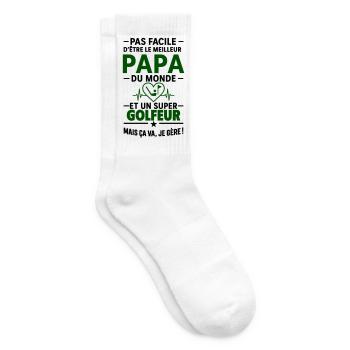 Herz + Golf – Super Papa Golfer - Tennissocken - Weiß - Rechts