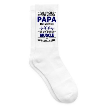 Heart + Strength Training – Muscular Super Dad - Tennis socks - white - Right