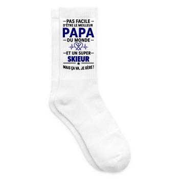 Cœur + Ski – Super Papa Skieur - Chaussettes de tennis - blanc - Droite