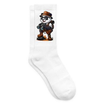 Lustiges Panda-Entdecker-Wandern-Camping-Abenteuer - Tennissocken - Weiß - Rechts